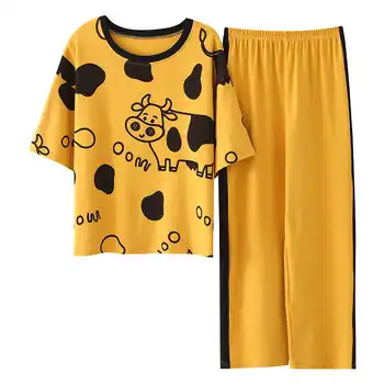 2021 Vara Noi de Pijamale pentru Femei Pulover Gât Rotund Dulce Minunat Bumbac Haine de Acasă de Două Bucata Costum de haine de acasă
