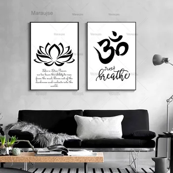 Meditația Spirituală Abstractă Poster Hamasa Parte Lotus Alb Negru Panza De Imprimare Yoga Arta De Perete Tablou Pictura Modern Decor Acasă