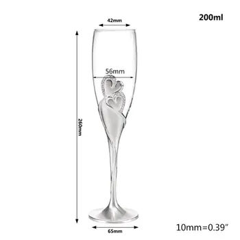 2021 Nou Șampanie Prăjire Fluiere Accesorii de Nunta, Argint Inimioare, Set de 2