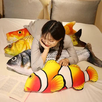 1 buc 30-120cm Simulare 3D Pește de Aur Jucării de Pluș Umplute Moale Animale de Crap de Pluș Perna de Creatie Perna Canapelei Cadou Jucărie pentru Copii