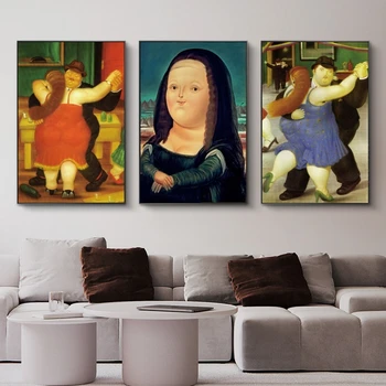 Amuzant Mona Lisa Arta Panza Panza Pictura Cuadros Postere, Printuri de Arta de Perete pentru Camera de zi Decor Acasă (Fara Rama)