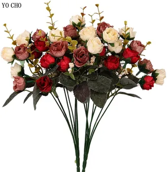21 De Capete De Trandafiri Artificiale Buchet De Flori De Mătase Florale Fals Aranjament De Flori De Plante Frunze De Bujor Decor Nunta Decor Acasă