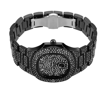 Ceas din oțel pentru Barbati Black Diamond Plin de Lux Brățară Calendar Stil Masculin Cuarț Ceasuri cu Alarmă Ceas patek Original reloj