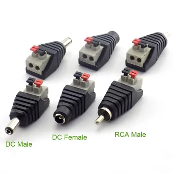 2 buc DC Masculin Feminin Profesionist Jack Apăsați Plug Conector RCA Cablu Adaptor pentru Difuzor CCTV Audio de lumină LED L19