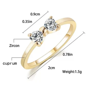 Noi inele Elegante arc de cristal pentru femei inele de logodna pentru femei partid nou inel marimea 9 Aliaj de aur inel de nunta bijuterii