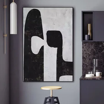Manual de abstract, pictura pe panza negru și alb pictura de artă modernă hotel pictura decor de perete de arta American de origine constantin