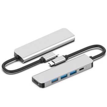Tip C pentru Hdmi 4K Docking Station 5 in 1 HUD pentru Telefon Mobil Laptop USB 3.1 Tip-C pentru USB3.0 HUB + USB-C PD+HDMI