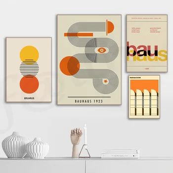 Bauhaus Dungă și Geometrie Expozitie de Pictura Panza Poster Abstract Epocă Muzeul Imagine Printuri de Arta de Perete pentru Decor Acasă