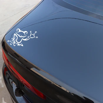Autocolant auto Frog Design Creativ, Decorare Auto Usa din PVC rezistent la apa si Soare Decal Negru/argintiu 12.8 cm * 15.3 cm