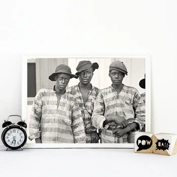 Afro-American Fotografie Alb-Negru Printuri cu dungi Haine Condamnați Fotografii de Epocă Panza Pictura Dormitor Decor de Perete