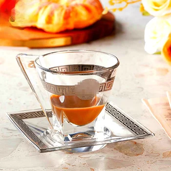 Cehă set de cristal de aur ceașcă de cafea farfurie set mâner ceașcă ceașcă de ceai