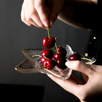Nordic Ins Bucătărie Ocean Serie Aurit Tăiate Veselă Din Sticlă Creative Scoică Farfurie Desert Bol De Salata De Fructe Unt Placa