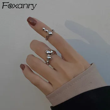 Foxanry Argint 925 Inele pentru Femei de Vara Nou Trend Elegant Unic Neregulate Margele de Partid Bijuterii Accesorii Cupluri