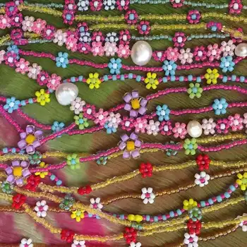 Vedawas 2021 Vara Daisy Margele lucrate Manual Guler Clavicula Cravată Coliere pentru Femei Acrilice coreean Floare de Fructe Colier Bijuterii