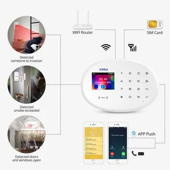 KERUI Smart Home Securitate Alarmă Sistem 2.4 G Wireless WIFI Conexiune de Rețea GSM APP Fortificație de Culoare Touch Screen Keyboard