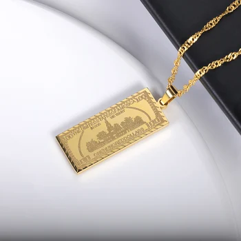 Retro Dolar Bani Pandantiv Colier Pentru Femei De Aur Din Oțel Inoxidabil De Culoare Clavicula Lanț De Hip-Hop Moda Bijuterii Cadou