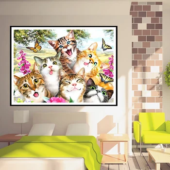 5D DIY complet piața diamant pictura pisică câine grup de animale drăguț broderie cusatura cruce mozaic decor acasă artizanat, pictura