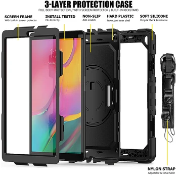 Rotație de 360 Curea de Mână&Kickstand la Șocuri Tableta Caz pentru Samsung Galaxy Tab Un 8 2019 чехол T290/T295 de Protecție Caz Acoperire