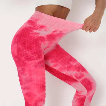 Femei Butt Lift Jambiere Tie Dye Pantaloni de Yoga Multicolor Talie Mare Sport de Compresie Elastice Colanți pentru Femei, Sală de Fitness, Yoga