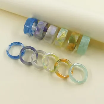 2021 Coreea Moda Colorate Rășină Acrilică Subțire Gros Inele Rotunde Set pentru Femei Fete Vintage Estetice Acetat Inel de Bijuterii Cadou