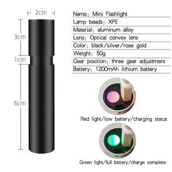 USB Reincarcabila Mini Lanterna LED-uri Built-in baterie 3 Modul de Iluminare WaterproofTorch Portabil Elegant Costum pentru Iluminat de Noapte