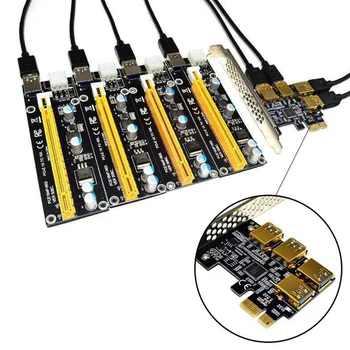 5pcs Coloană USB 3.0 PCI-E Express 1x la 16x Riser Card Adaptor PCIE de la 1 la 4 Slot PCIe Port Card de Multiplicare pentru BTC Miner Minier