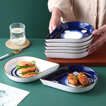 Platou Ceramic tacamuri combinație Creativă plăci de uz Casnic de mână-pictat feluri de mâncare de pește Feluri de mâncare Japoneză și coreeană feluri de mâncare