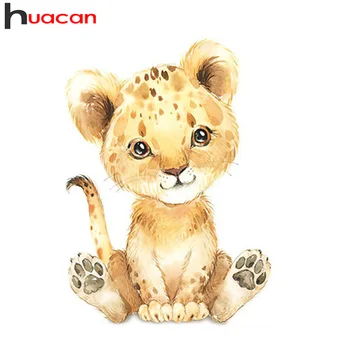 Huacan Diamant Pictura Burghiu Plin De Leopard Mozaic Animale Broderie Elefant Fox Cruciulițe Stras Poze Decor Acasă