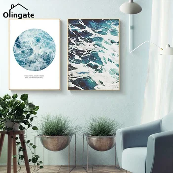 Nordic Peisaj Postere si Printuri Panza Pictura Peisaje Moderne Ocean Val Arta de Perete O Bucata de Panza de Poze Decor Acasă