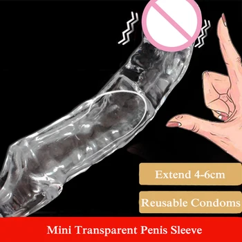 Reutilizabile Transparent Penis Sleeve Prezervativ Penis Extender Circumferinta Potențiator de Realist Maneca Teaca Intarziere Ejaculare Jucărie Sexuală pentru Om