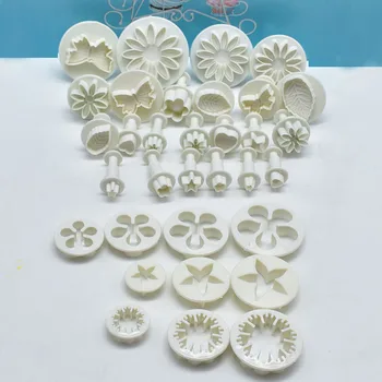 33pcs/set Floare de Plastic Fondant Tort de Decorare Instrumente de Zahăr ambarcațiuni cu Piston Cutter Cookie-uri de Copt Mucegai instrument de Bucatarie