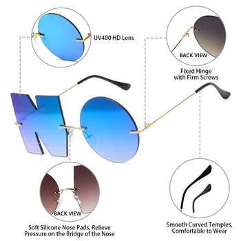 Scrisoarea NR ochelari de Soare pentru Femei de Lux din Metal Ochelari de Soare Doamnelor Moda Nuante UV400 Ochelari de Petrecere Streetwear de Lux