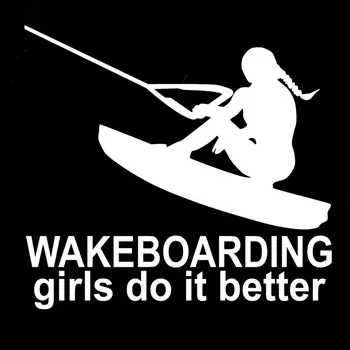 Aliauto Wakeboarding Fetele O Fac mai Bine Fata Amuzant cu Barca de Vinil Impermeabil Reflectorizant Creative Decalcomanii Autocolante Auto,16cm*15cm