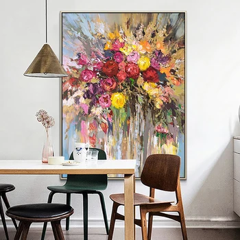 Abstract Modern Floare Trandafir Panza Pictura Handmade Postere si Printuri de Arta de Perete Imagine ForLiving Cameră Decor Acasă Nici un Cadru