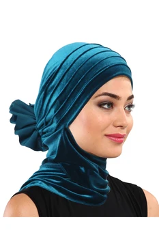 Catifea Încreți Părul Capota Femei Hijab