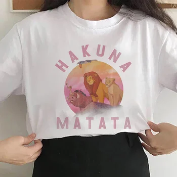 Disney The Lion King Femei T-shirt de Moda Desene animate HAKUNA MATATA Imprimare Tricou Casual Harajuku tricou Feminin Drăguț Tee Femeie Topuri