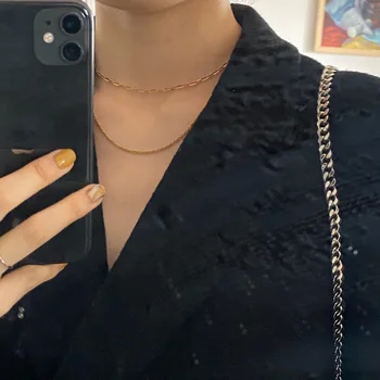 18K Aur Placate cu Lanț Rece Moda Simplu Minunat Cablu de Tricotat cu Noduri poftă de mâncare Lanț Moda Temperament Colier Femei goale