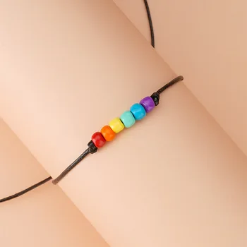 2 Buc/set Handmade Curcubeu LGBT Frânghie Brățară Pentru Femei Barbati Împletite Sead Margele Brățară Cuplu de Prietenie Bijuterii Cadou