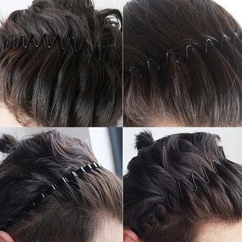 Băieți și Fete de Black Metal Ondulat Stil Hairband Barbati Femei Unisex Sport Solid Banda de Păr 1buc Casual Adult articole pentru acoperirea capului