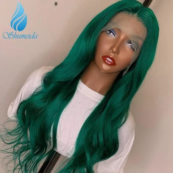 SMD de Culoare Verde 13x4 Peruci Fata Dantelă Pre Smuls Părul din Peru Corpul Val Remy de Păr Uman Păr de Peruci pentru Femeile cu Parul Copilului