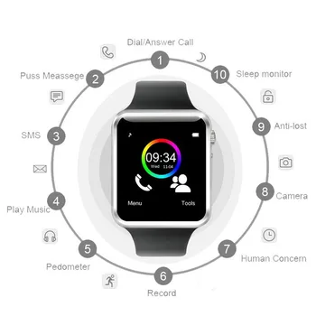 A1 Ceas Inteligent Bluetooth Ceas de mână Sport Pedometru cu Cartela SIM Passometer Camera Smartwatch Pentru Android mai Bine Decât GT08 DZ09