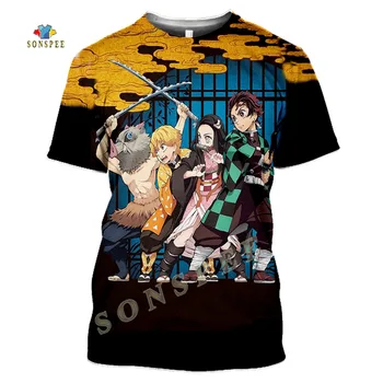 SONSPEE Vara Anime Bărbați Femei Kimetsu Nu Yaiba Homme 3d Tricou de Moda T-shirt Copii Harajuku Topuri Tricou Amuzant Tricouri Tricou Rock
