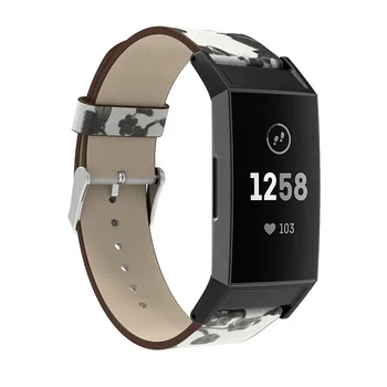 Înlocuirea Imprimare Curea din Piele pentru Fitbit Charge 4 Benzi Interschimbabile Smart Fitness Banda de Ceas Cu Rama de Inox