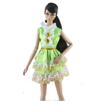 Moda Verde Dantela Scurte Rochie Pentru Papusa Barbie-O Bucată de Costume Rochii fără Mâneci pentru 1/6 BJD Papusi Accesorii Copii Jucarii Cadou