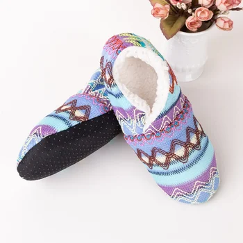 Iarna Etaj Pantofi De Femeie Hoouse Papuci De Interior Șosete Pantofi Blană Cald Contton Papuci De Pluș Branturi Anti-Alunecare Unic