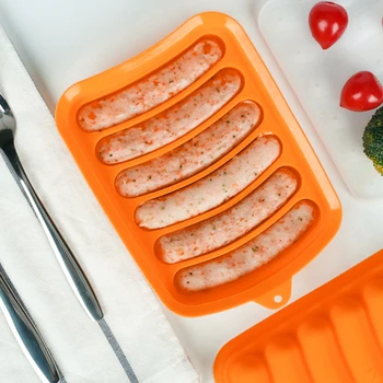 DIY Silicon Cârnați Mucegai 6 Slot Practice Noutate Versatil Filtru de Hot Dog Bucătărie de Copt Gadget Pentru Cuptor cu Microunde Candy Pâine