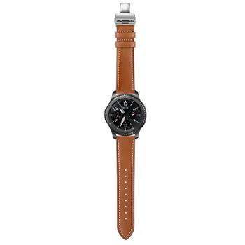 UEBN 22mm Argint Fluture incuietoare Bandă de Piele pentru Samsung Galaxy Watch 46mm Active Bratara Curea de Viteze S3 Clasic watchband