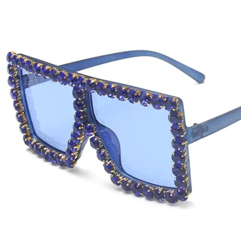 Piața Supradimensionat ochelari de Soare pentru Femei Cu Stras Epocă Dreptunghi Declarație Ochelari fără rame Retro Designer de Ochelari Colorate