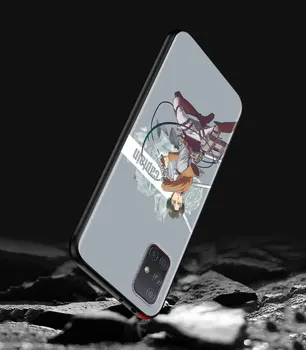 Caz de telefon Pentru Samsung Galaxy A51 A71 A50 A21s A02s A12 A10 A20 A30 A40 A41 A31 A11 Negru Shell Acoperire Anime Atac Pe Titan fata