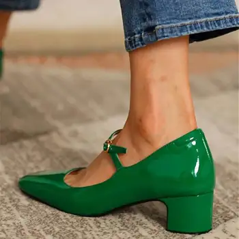 Femei de moda Pantofi Mary Jane Stil Doamnelor Pantofi Toc mic Superficial Gura Rotund Toe Culoare Solidă Pantofi pentru Femei Pantofi de Partid